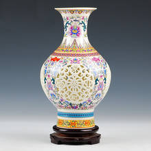 Handmade Chinese-style Palace Restoring Ancient Ways Jingdezhen Hollow White Ceramic Vase Flower Decoration Vases 2024 - buy cheap