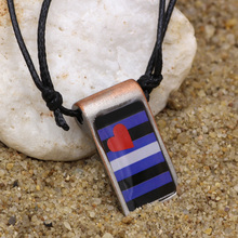 youe shone Leather Pride Rectangular Flag Pendant Gay Pride Pewter Necklace 2024 - buy cheap