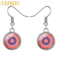 TAFREE Unique Buddhism Glass Zen Drop Earrings Meditation Mandala Vintage dangle earrings charm Flower of Life jewelry A451 2024 - buy cheap