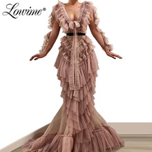 Женское вечернее платье с длинными рукавами, длинное платье-Русалочка из тюля, с длинными рукавами, для мусульманской вечеринки, 2019 2024 - купить недорого