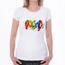 Camiseta estampa de papagaio/coruja/avestruz, camiseta feminina de manga curta, camiseta casual engraçada de verão, camiseta harajuku streetwear 2024 - compre barato