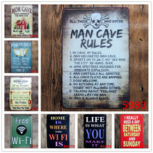 MAN CAVE RULES-placa de Metal Retro Para decoración del hogar, póster artístico de pared, Retro, para Bar, Pub, Club, regalo, N129 2024 - compra barato