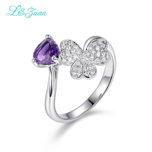 I&Zuan 925 Sterling Silver Jewelry Rings For Women Natural Amethyst Purple Stone Fine Jewelry Trendy Ring Engagement Gift 2880 2024 - купить недорого