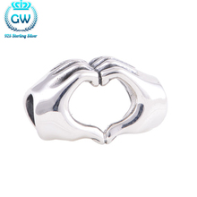 GW T074-Cuentas de corazón de plata de ley 925 auténtica, accesorio de amor cerrado, compatible con pulseras europeas, joyería artesanal, nueva colección 2024 - compra barato