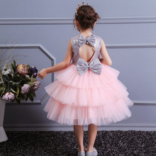 Летние платья для первого причастия 2020, Платья с цветочным узором для девочек, праздничное платье для девочек, платье принцессы с блестками и открытой спиной и бантом, Детский костюм 2024 - купить недорого