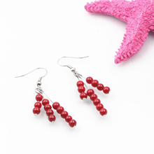 Fashion Jewelry Dangle Earrings 4mm Red Artificial Coral Earring for Women Vintage Style Wedding Party Gift Long Eardrop A662 2024 - buy cheap