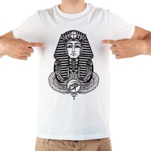 Camiseta do faraó gótico, camiseta legal para homens, verão, manga curta branca, casual, sem cola, estampa 2024 - compre barato