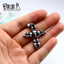 Beier 316L Stainless Steel Skull cross pendant punk bike Men's necklace pendant High quality jewelry LLBP8-222P 2024 - buy cheap