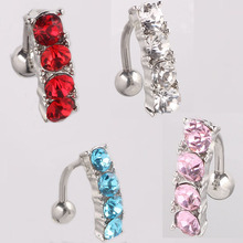 Piercing de plata con 4 gemas para el ombligo, joyería de acero quirúrgico, 14G, 316L, sin níquel, Envío Gratis 2024 - compra barato