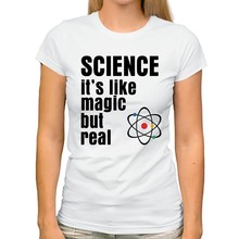 Jollypeach marca ciência magia engraçado geek tshirt feminino novo branco casual manga curta femme bonito t camisa 2024 - compre barato