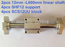 12mm linear set: 2pcs 12mm - 600mm linear round shaft +4pcs SHF12 shaft support+4pcs SCS12UU linear bearing block 2024 - buy cheap