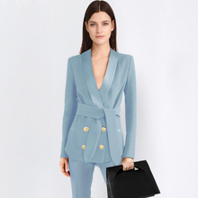 2 piece blue Pant Suits Formal Ladies Office OL Uniform Designs Women elegant Business Work Wear Jacket with Trousers Sets 2024 - buy cheap