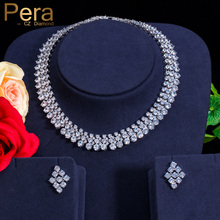 Pera colar luxuoso estilo europeu cristal de zircônia cúbica claro, grande redondo, joias de noiva conjunto para presente de casamento j116 2024 - compre barato