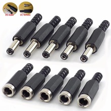 10Pcs DC Power DC Male DC Female Connectors Dc Jack Plug Adapter Cctv Camera Security System 2.1*5.5MM for DIY Cctv Accessories 2024 - buy cheap