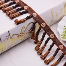 10Yards National Style Vintage Wooden Beads Fringe Trims Tassel Lace Ribbon Luggage Shoes Bags Hats Curtains Clothes Accessories 2024 - buy cheap