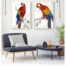 Hanging Wall Art Retro Bird Art Parrot Poster Vintage Canvas Pictures for Living Room Decoration Wall Decor Modern Minimalist 2024 - buy cheap