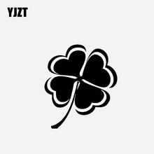 YJZT-calcomanía de vinilo para coche, 13,9 CM x 16,1 CM, trébol de cuatro hojas, representa la suerte, C23-0452 negro/plateado 2024 - compra barato