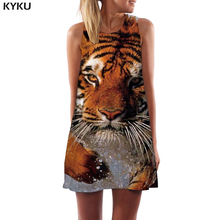 KYKU Tiger Dress Women Animal Tank Water Sundress Harajuku Short Gothic Office Womens Clothing Summer Ladies Cool Femme 2024 - buy cheap