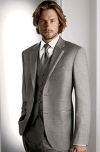 Novo estilo smoking cinza claro padrinho lapela casamento/jantar padrinho de noivado (jaqueta + calça + gravata + colete) b189 2024 - compre barato