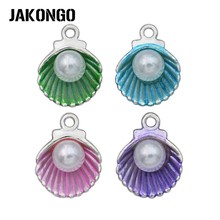JAKONGO-colgantes de perlas de concha de colores para pulsera, accesorios de fabricación de joyería, artesanía DIY, 15x12mm 2024 - compra barato