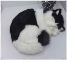 new simulation sleeping cat toy polytene & fur black and white cat toy gift 25x21cm 0736 2024 - buy cheap