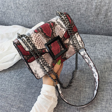 Модная женская сумка Ins 2019, роскошная сумка, дизайнерская сумка из кожи под змеиную кожу, сумка на одно плечо, сумка-мессенджер на цепочке 2024 - купить недорого