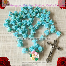 free ship 2pcs/set catholic Rosary necklace beautiful Soft Cerami beads rose rosary catholic crucifix Necklace rosary bead N3618 2024 - buy cheap