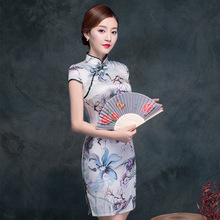 Women Sexy Modern Qipao Dress Traditional Chinese Mini Cheongsam Mandarin Collar Short Qipao Fashion Slim Oriental Dresses 2024 - buy cheap