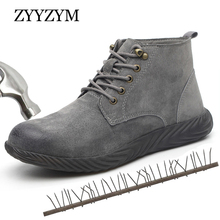 ZYYZYM, zapatos de punta de acero, botas de seguridad para hombres, botas industriales de piel de cerdo y construcción, botas de seguridad para el trabajo para hombres, botas de protección al aire libre para hombre 2024 - compra barato