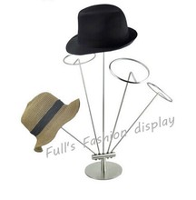 Gran oferta, cinco anillos de alta calidad, soporte de exhibición de sombrero de acero inoxidable, soporte de muestra, soporte de exhibición de sombrero de peluca, soporte de exhibición MJ02 2024 - compra barato