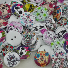 50Pcs Wholesale White Print Skull Wood Buttons Clothing Sewing Tool 20mm WB48 2024 - buy cheap