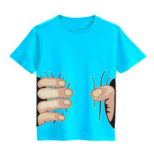 Hooyi-camisetas de algodón con estampado 3D para niños, camisa azul, camiseta de verano 2024 - compra barato