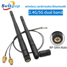 Dual Band 2.4G 5G WiFi Antenna RP-SMA Male 8dBi Aerial Router 2.4ghz Antennas with 20cm PCI U.FL IPX to SMA Male Pigtail Cable 2024 - buy cheap