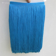 10 Meters Lake Blue Polyester Lace Tassel Fringe Lace Trim Ribbon Sew Latin Dress Stage Garment Curtain Accessories 30cm Width 2024 - buy cheap