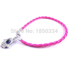 Pulsera de mano de Fátima de plata tibetana, cordón de cuero trenzado Kabbalah, moda novedosa, amuleto del mal de ojo, pulsera de la suerte, brazaletes, joyería, A8 2024 - compra barato