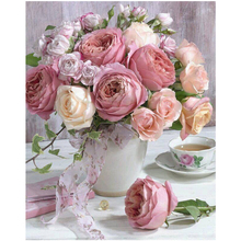 5D Diy Diamond Painting Mosaic pictures"still life peony tea flowers"Handmade Cross stitch Set Diamond Embroidery StickerZP-1808 2024 - buy cheap