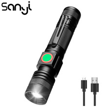 SANYI  Portable Flashlight with 3 Mode Lighting 18650 Mini Penlight XML-T6 Lantern Lamp for Camping Night Fishing Biking 2024 - buy cheap