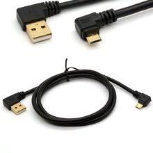 USB 2,0 chapado en oro A ángulo izquierdo A Micro B Cable en ángulo recto Cable de sincronización y carga de datos (negro, 1M/3 pies) 2024 - compra barato