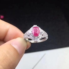 Anillo de rubí Natural, mejor boda, Envío Gratis, rubí Natural y real, Plata de Ley 925, 5x7mm 2024 - compra barato