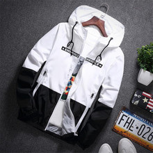 New 2019 Spring Autumn Bomber Hooded Jacket Men Casual Slim Patchwork Sunscreen Windbreaker Jacket Male Outwear Zipper Thin Coat 2024 - buy cheap