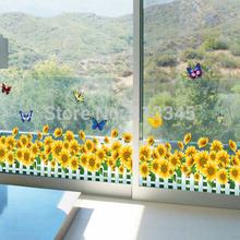 [Fundecor] pegatina de pared de decoración Ambiental para el hogar calcomanías de girasoles impermeables extraíbles para la ventana de la sala de estar 2024 - compra barato