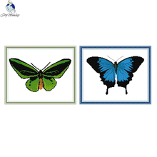 Blue Green Butterfly Cross Stitch kits 14ct Count Print Canvas 11ct Fabric Stitching Embroidery DIY Handmade Needlework Crafts 2024 - buy cheap