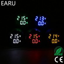 Minivoltímetro Digital redondo, amperímetro de 22mm, CA de 20-500V, 0-100A, medidor de voltaje de amperios, luz piloto indicadora de doble luz LED 2024 - compra barato