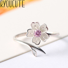 Женское кольцо с цветком, регулируемое античное кольцо в стиле бохо, серебристый циркониевый аксессуар 2024 - купить недорого