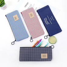 Stationery students Pencil Case school Pencil Bag Grid Stripes pencilcase Office Brief Storage Pen bag Writing Supplies Gifts 2024 - buy cheap