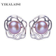 Yikalaisi 925 joia de prata esterlina nova moda 100%, brincos de pérola de água doce natural, joias para mulheres 2024 - compre barato