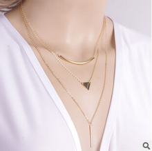Fashion Trendy Simple 3 layers Gold Color The hand of Fatima Necklace Bend Metal strip  sequins Necklace Women vintage jewelry 2024 - buy cheap