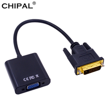 CHIPAL 1080P DVI-D to VGA адаптер 25 булавки DVI Мужской к VGA 15 Pin женский кабель видео конвертер для PS3 ПК компьютер HD монитор 2024 - купить недорого