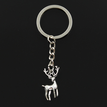 Fashion 30mm Key Ring Metal Key Chain Keychain Jewelry Antique Bronze Silver Color Vintage Christmas Deer Sika 27x18mm Pendant 2024 - buy cheap