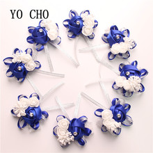 YO CHO 10pc Bridal Hand Flower Wedding Decoration Mariage Rose Wrist Bracelet Silk PE Artificial Brides Bridesmaid Wrist Flower 2024 - buy cheap